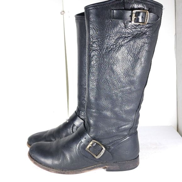 Frye Women's Veronica Slouch US 8,5B Black Leather PullOn Tall Riding Boots - Picture 2 of 16